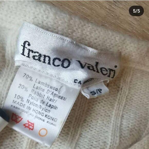 Cream 70s Rabbit Fur Angora Soft Puff Sleeve Cardigan Pearl Button Vintage Franc - Picture 3 of 7